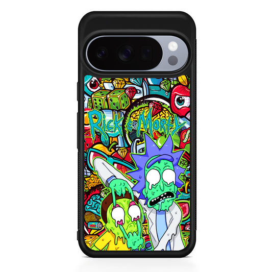 Rick and Morty Melt in Doodle Google Pixel 10 Pro Case | Slim Google Pixel 10 Pro Rubber Case