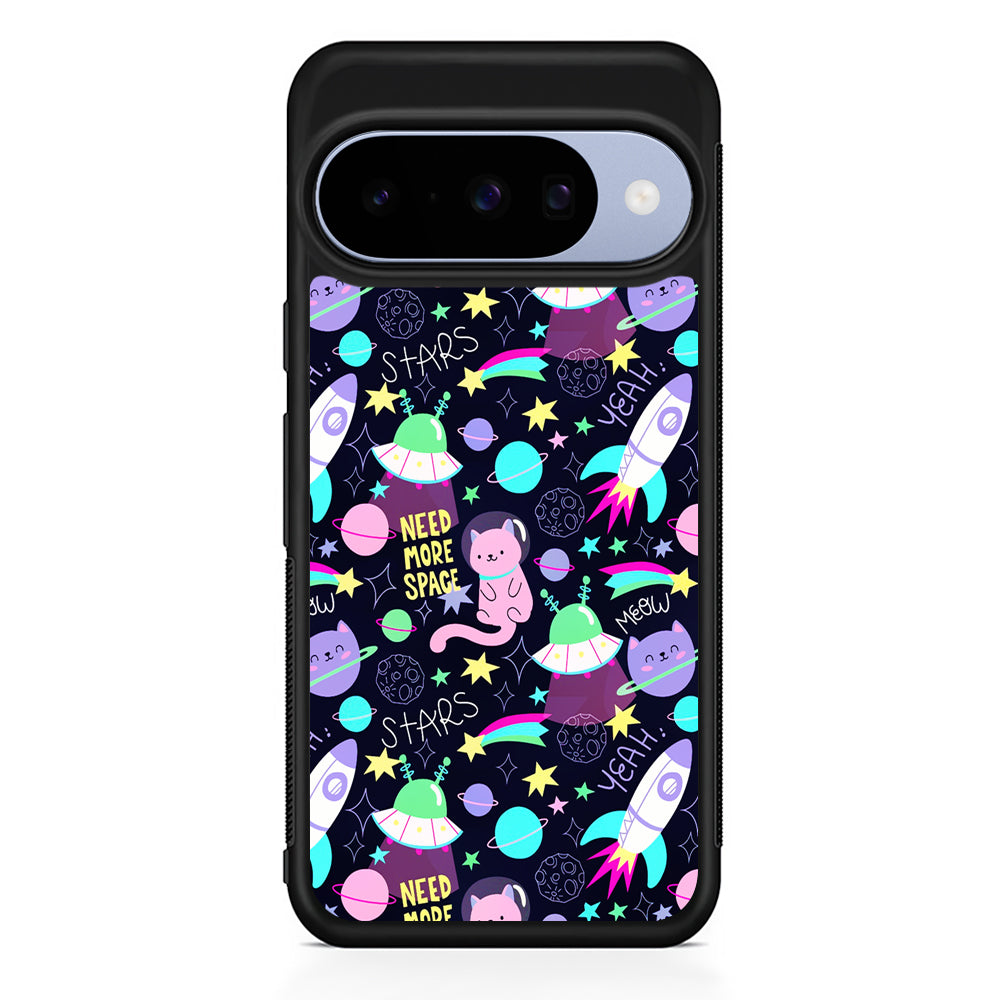 Astronauts Rockets Cat Google Pixel 10 Case | Google Pixel 10 Rubber Protective Case