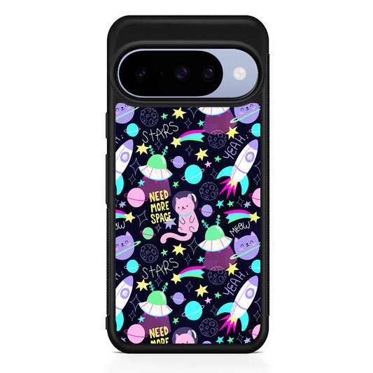 Astronauts Rockets Cat Google Pixel 10 Case | Google Pixel 10 Rubber Protective Case