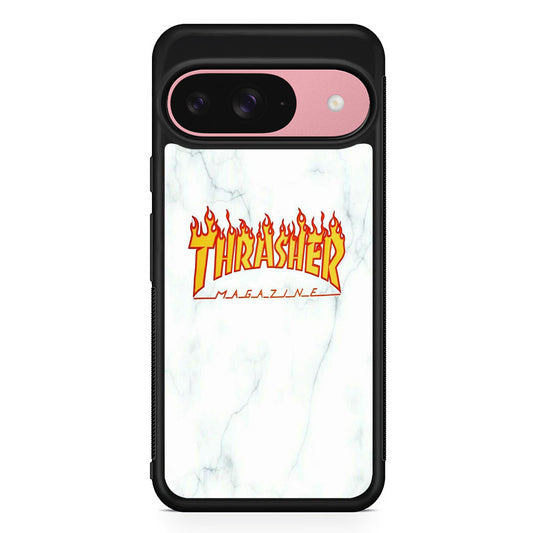 Thrasher White Marble Google Pixel 9 Case | Durable Google Pixel 9 Cover
