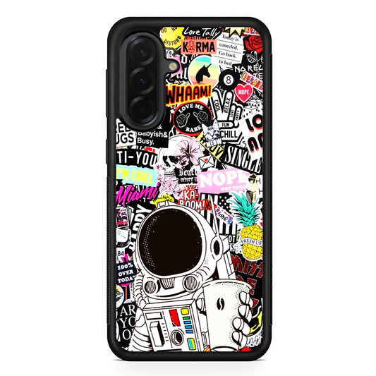 Astronauts Coffee Cheers Samsung Galaxy A36 Case | Protective Rubber Cover