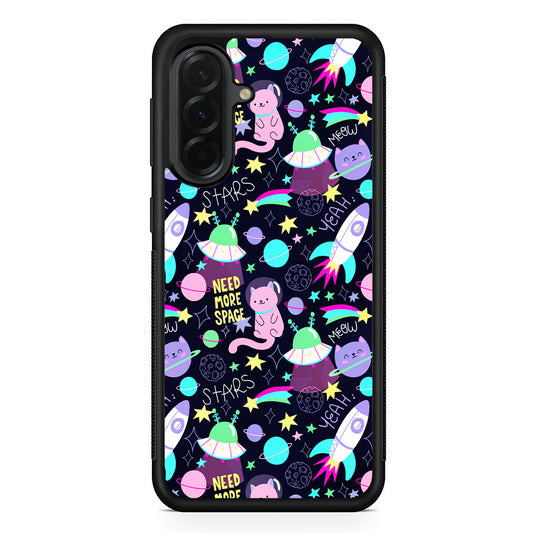 Astronauts Rockets Cat Samsung Galaxy A36 Case | Protective Rubber Cover