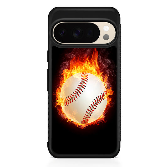 Baseball Ball on Fire Google Pixel 10 Pro XL Case | Slim Google Pixel 10 Pro XL Protective Case