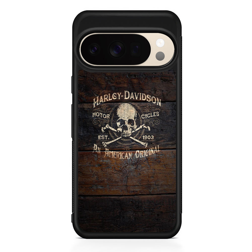 Harley Davidson Skull Logo In Wood Google Pixel 10 Pro XL Case | Durable Google Pixel 10 Pro XL Cover