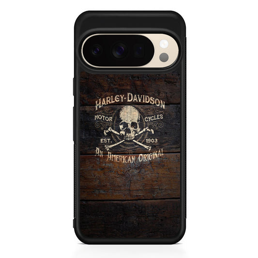 Harley Davidson Skull Logo In Wood Google Pixel 10 Pro XL Case | Durable Google Pixel 10 Pro XL Cover