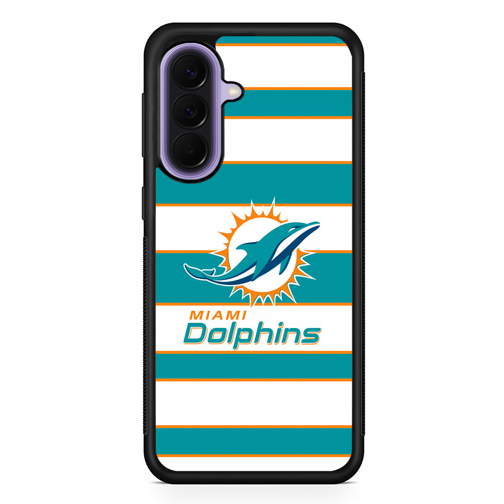 NFL Miami Dolphins White Stripe Samsung Galaxy A57 Case | Slim Samsung Galaxy A57 Rubber Case