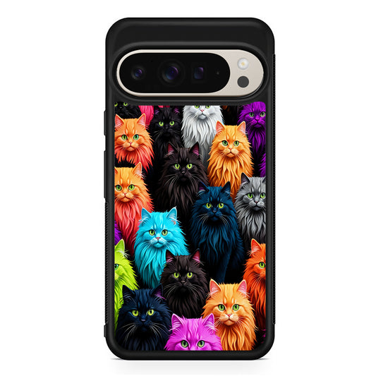 A Group of Colorful Cats Google Pixel 9 Pro Case | Slim Protective Cover
