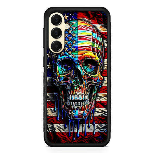 American Flag with Face Skulls Samsung Galaxy A16 Case | Slim Rubber Samsung Galaxy A16 Case