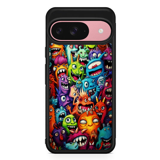 A Lot of Monsters Doodle Google Pixel 9 Case | Google Pixel 9 Protective Rubber Case