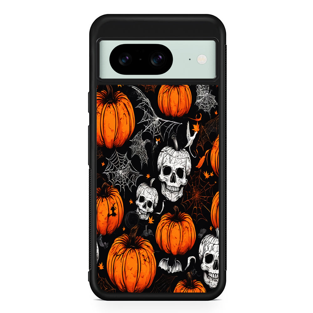 Halloween Skull and Spider Webs Google Pixel 8 Case | Durable Protective Cover for Google Pixel 8