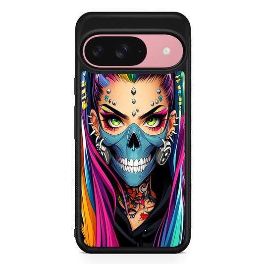 Tattooed Girl with Mask Google Pixel 9 Case | Google Pixel 9 Protective Rubber Case