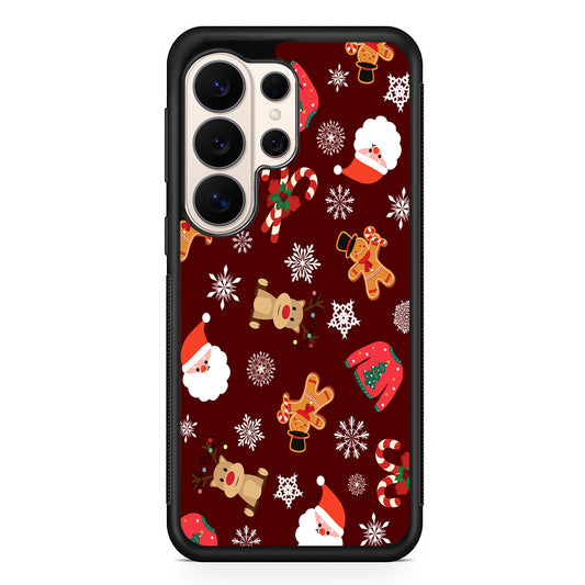 Christmas Ornaments Pattern Maroon Samsung Galaxy S26 Ultra Case | Slim Protective Case for Samsung Galaxy S26 Ultra