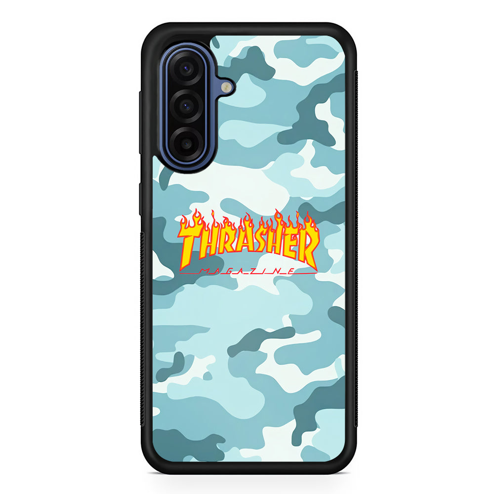 Thrasher Camo Light Blue Samsung Galaxy A17 Case | Samsung Galaxy A17 Protective Rubber Case
