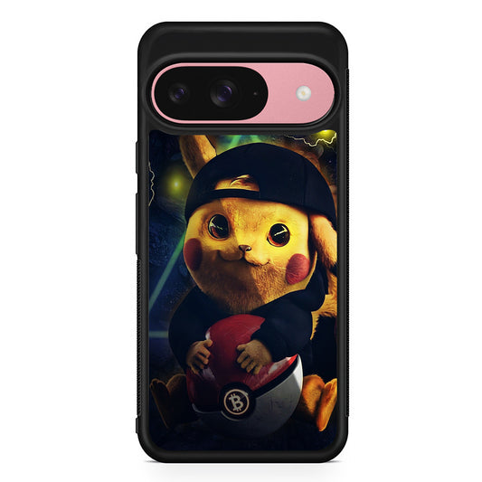 Pikachu With His Pokeball Google Pixel 9 Case | Google Pixel 9 Protective Rubber Case