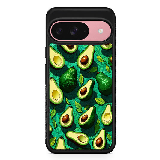 A Pattern of Avocado Cut in Half Google Pixel 9 Case | Google Pixel 9 Protective Rubber Case