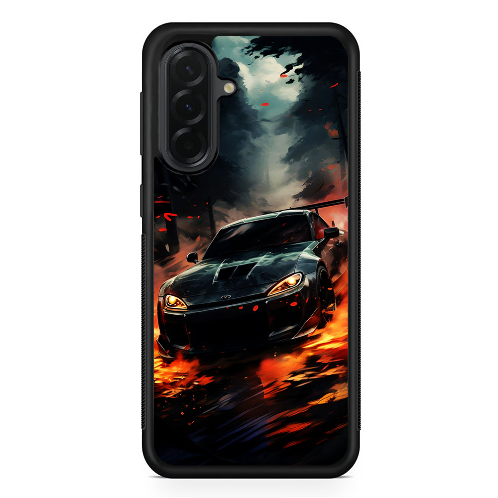 Sport Car Drift Smoke Samsung Galaxy A36 Case | Protective Rubber Cover