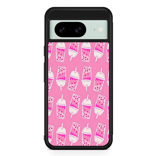 Bubble Tea Pink Pattern Google Pixel 8 Case | Durable Protective Cover for Google Pixel 8