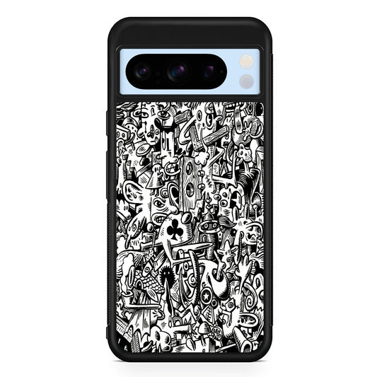 Graffiti Doodle Monokrom Google Pixel 8 Pro Case | Slim Rubber Case for Google Pixel 8 Pro