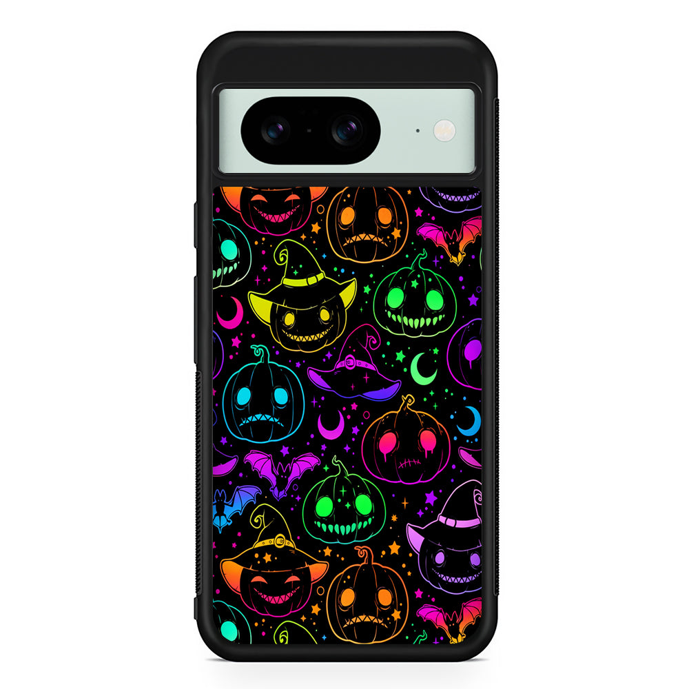 Halloween Pumpkins and Flying Bats Google Pixel 8 Case | Durable Protective Cover for Google Pixel 8