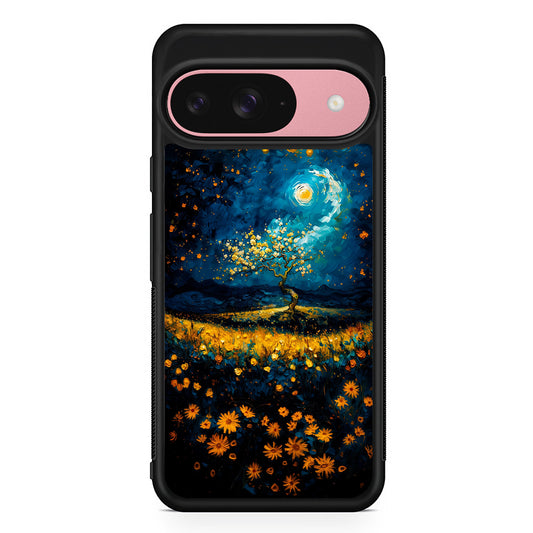 Starry Night Blossoms Painting Google Pixel 9 Case | Google Pixel 9 Protective Rubber Case