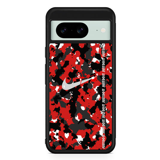 Nike Red Splash Camouflage Google Pixel 8 Case | Slim Rubber Case for Google Pixel 8