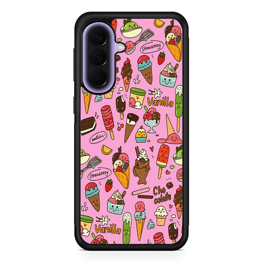 Ice Cream Doodle Cartoon Samsung Galaxy A57 Case | Slim Samsung Galaxy A57 Rubber Case