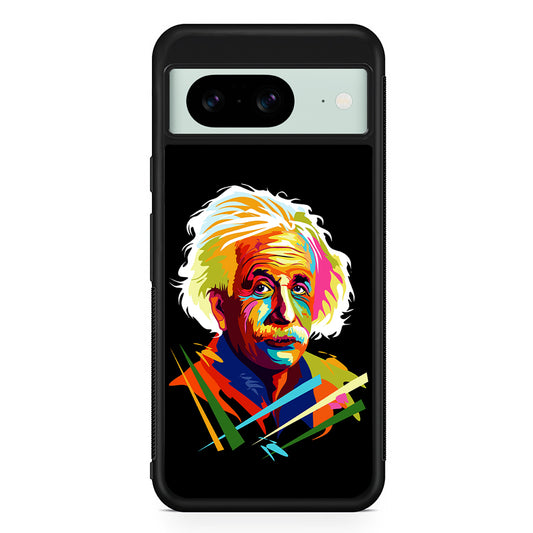 Albert Einstein Pop Art Black Google Pixel 8 Case | Durable Protective Cover for Google Pixel 8