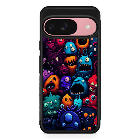 Colorful Monster Doodle Art Google Pixel 9 Case | Google Pixel 9 Protective Rubber Case