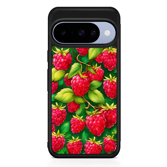 Raspberry Leaves and Berries Google Pixel 10 Case | Google Pixel 10 Rubber Protective Case