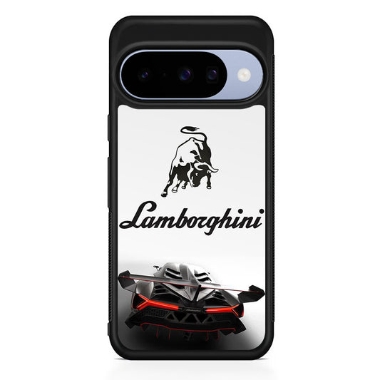 Lamborghini White Logo Car Google Pixel 10 Case | Google Pixel 10 Rubber Protective Case