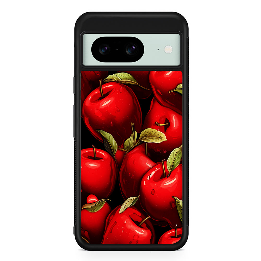 A Red Apple with Leaves Google Pixel 8 Case | Durable Protective Cover for Google Pixel 8