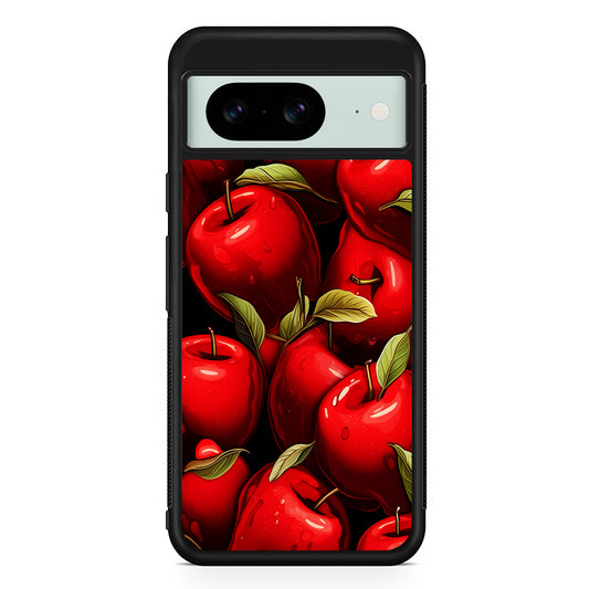 A Red Apple with Leaves Google Pixel 8 Case | Durable Protective Cover for Google Pixel 8