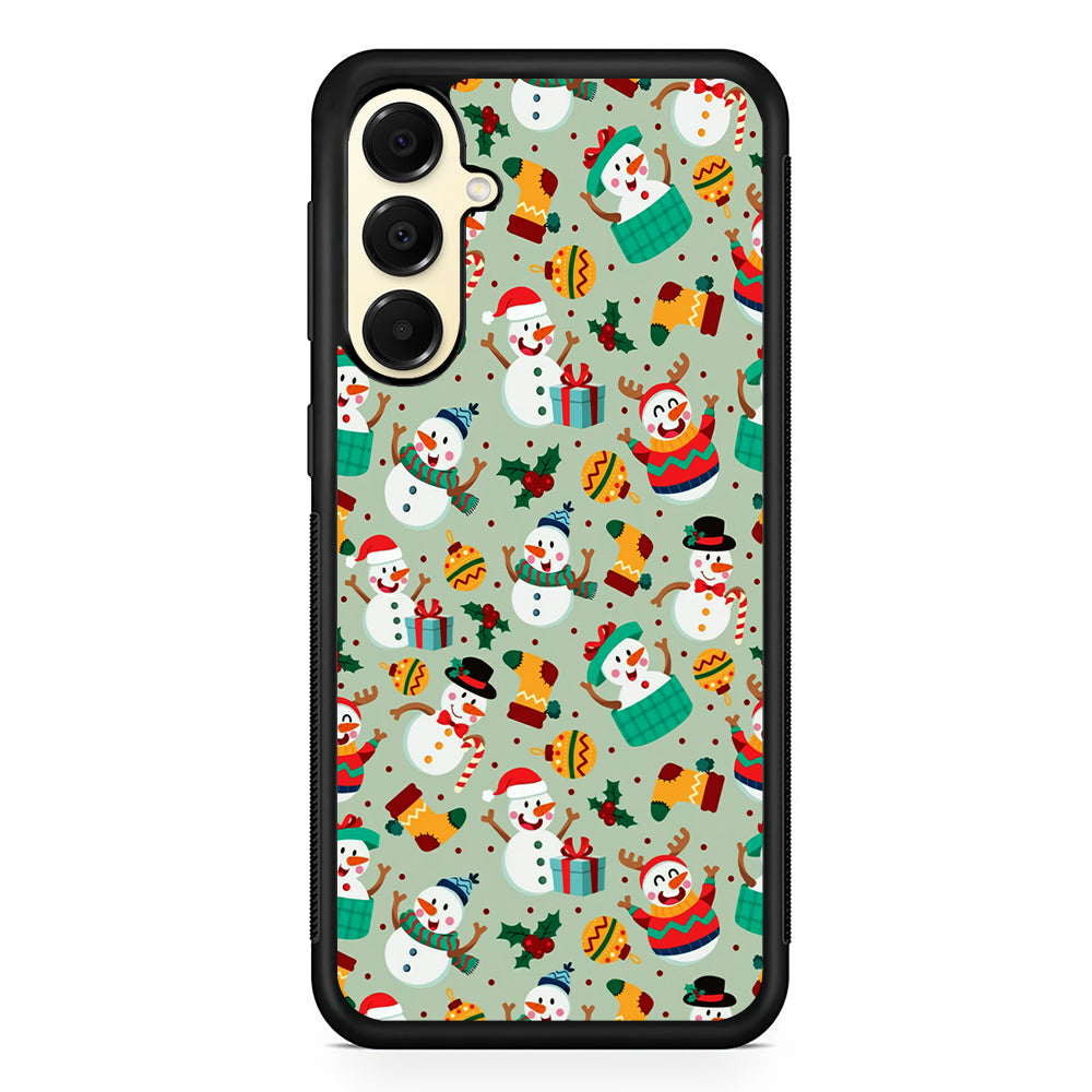 Snowman Cartoon Christmas Pattern Samsung Galaxy A16 Case | Slim Rubber Samsung Galaxy A16 Case