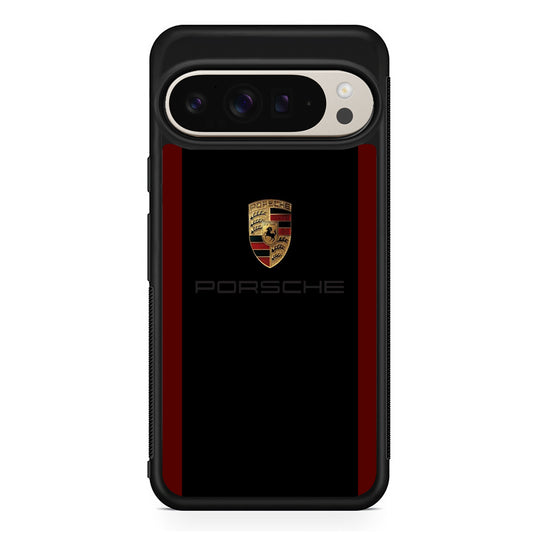 Porsche Logo Stripe Maroon Google Pixel 9 Pro Case | Slim Protective Cover