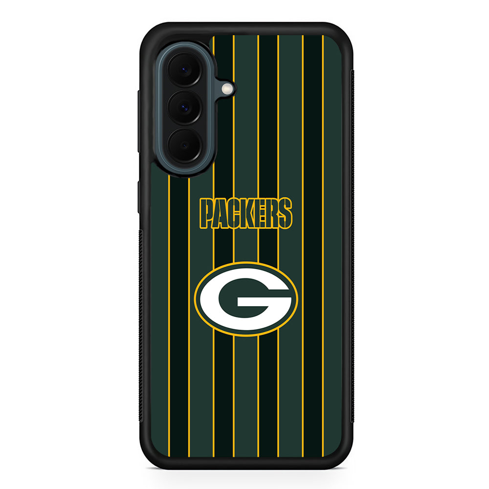 NFL Green Bay Packers Yellow Line Samsung Galaxy A37 Case | Samsung Galaxy A37 Rubber Phone Case