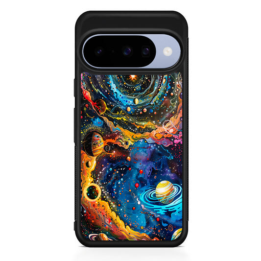 Colorful Galaxy Many Planets Google Pixel 10 Case | Google Pixel 10 Rubber Protective Case