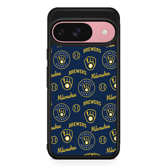 MLB Milwaukee Brewers Pattern Google Pixel 9 Case | Google Pixel 9 Protective Rubber Case