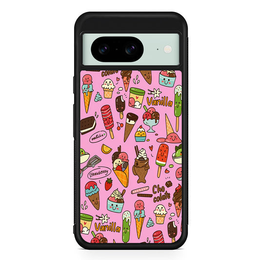 Ice Cream Doodle Cartoon Google Pixel 8 Case | Durable Protective Cover for Google Pixel 8