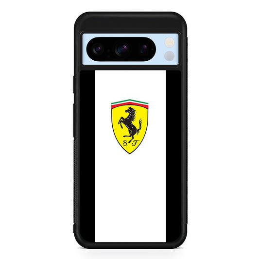 Ferrari White Stripe Emblem Google Pixel 8 Pro Case | Slim Protective Cover