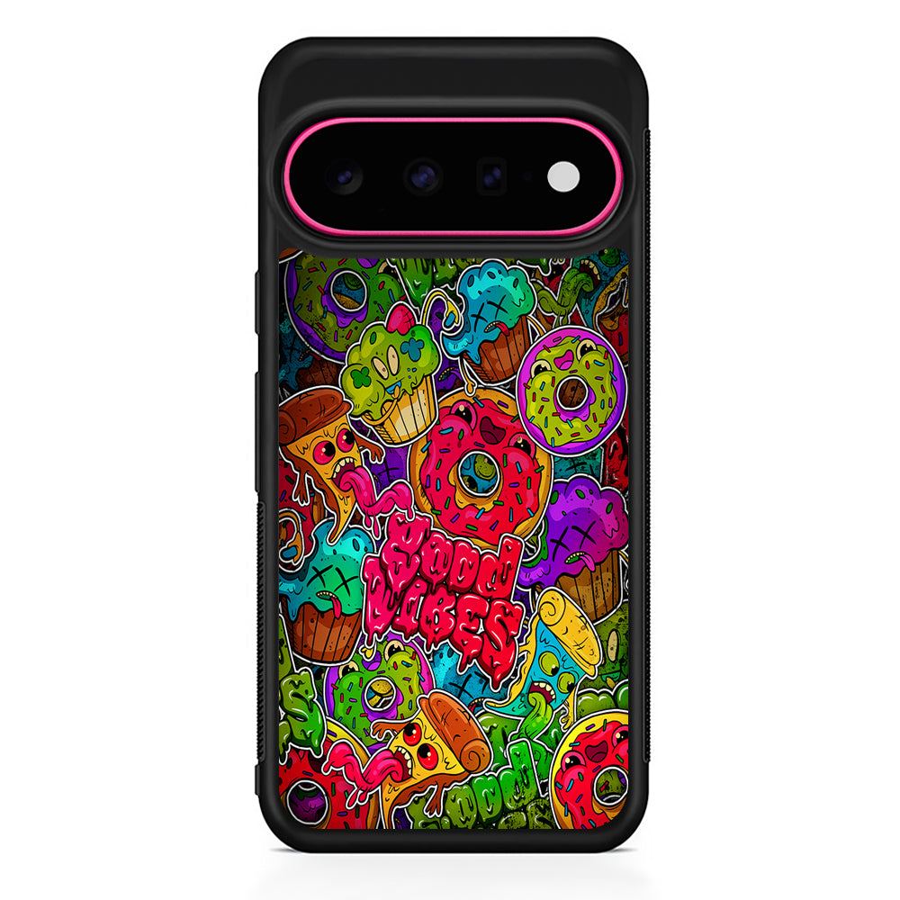 Colorful Scary Food Doodle Google Pixel 11 Case | Slim Shockproof Cover