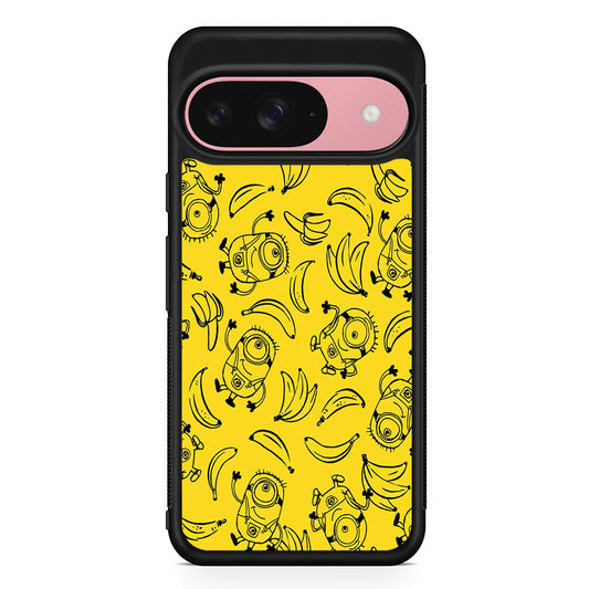 Minions and Banana Yellow Google Pixel 9 Case | Google Pixel 9 Protective Rubber Case