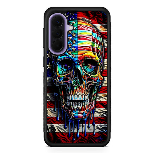 American Flag with Face Skulls Samsung Galaxy A57 Case | Slim Samsung Galaxy A57 Rubber Case