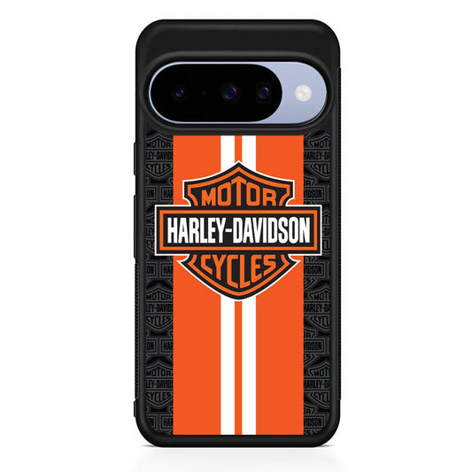 Harley Davidson Orange Stripe White Google Pixel 10 Case | Google Pixel 10 Rubber Protective Case