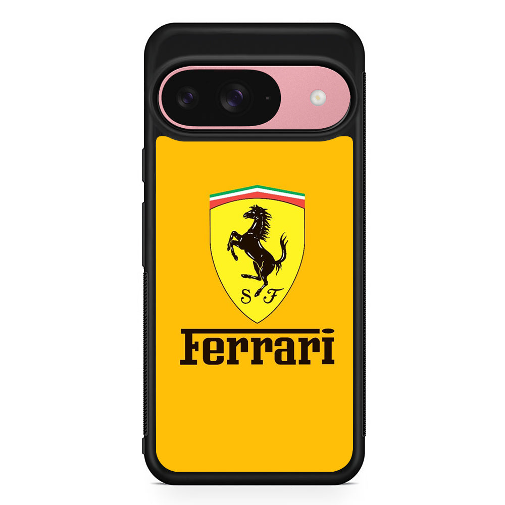 Ferrari Yellow Backdrop Google Pixel 9 Case | Google Pixel 9 Protective Rubber Case