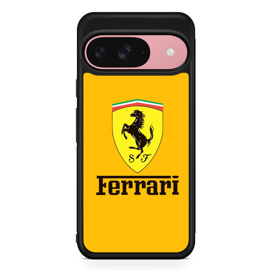 Ferrari Yellow Backdrop Google Pixel 9 Case | Google Pixel 9 Protective Rubber Case