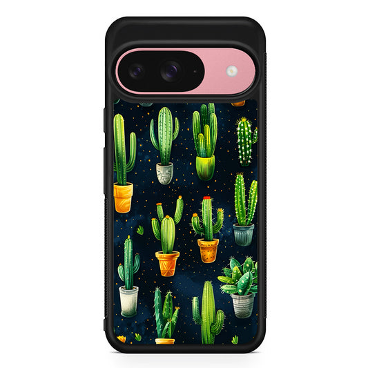 A Collection of Cactus in Pots Google Pixel 9 Case | Google Pixel 9 Protective Rubber Case