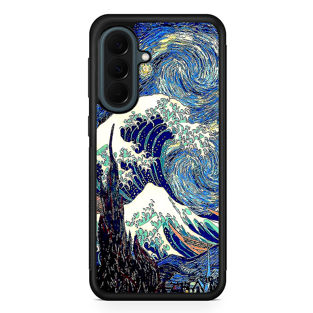 The Great Wave The Starry Night Samsung Galaxy A37 Case | Samsung Galaxy A37 Rubber Phone Case