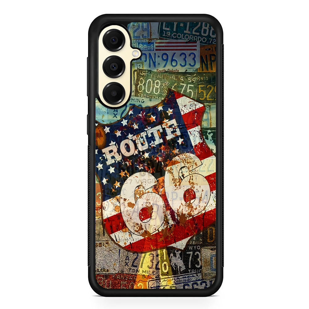 Route 66 Classic Plate Samsung Galaxy A16 Case | Slim Rubber Samsung Galaxy A16 Case