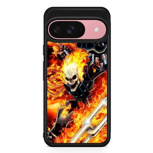 Ghost Rider on Fire Google Pixel 9 Case | Google Pixel 9 Protective Rubber Case