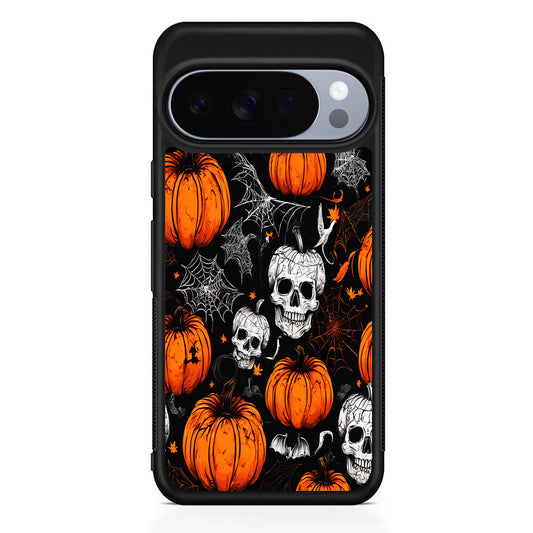 Halloween Skull and Spider Webs Google Pixel 10 Pro Case | Slim Google Pixel 10 Pro Rubber Case